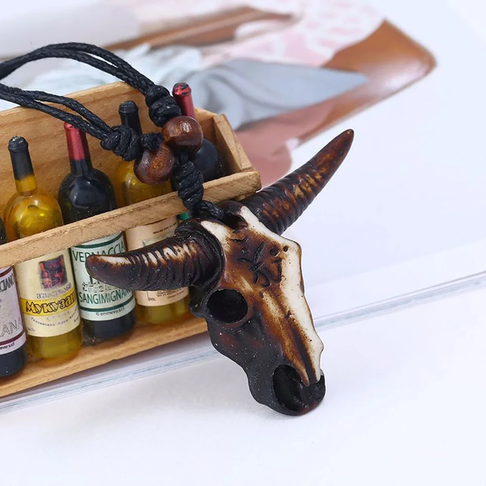 Retro Tribal Necklace Bull Skull Head Colar Gothic Resin Pendant Leather Ethnic For Men Fashion Jewelry Gift Animal Necklace Retro Tribal Necklace Bull Skull Head Colar Gothic Resin Pendant Leather Ethnic For Men Fashion Jewelry Gift Animal Necklace