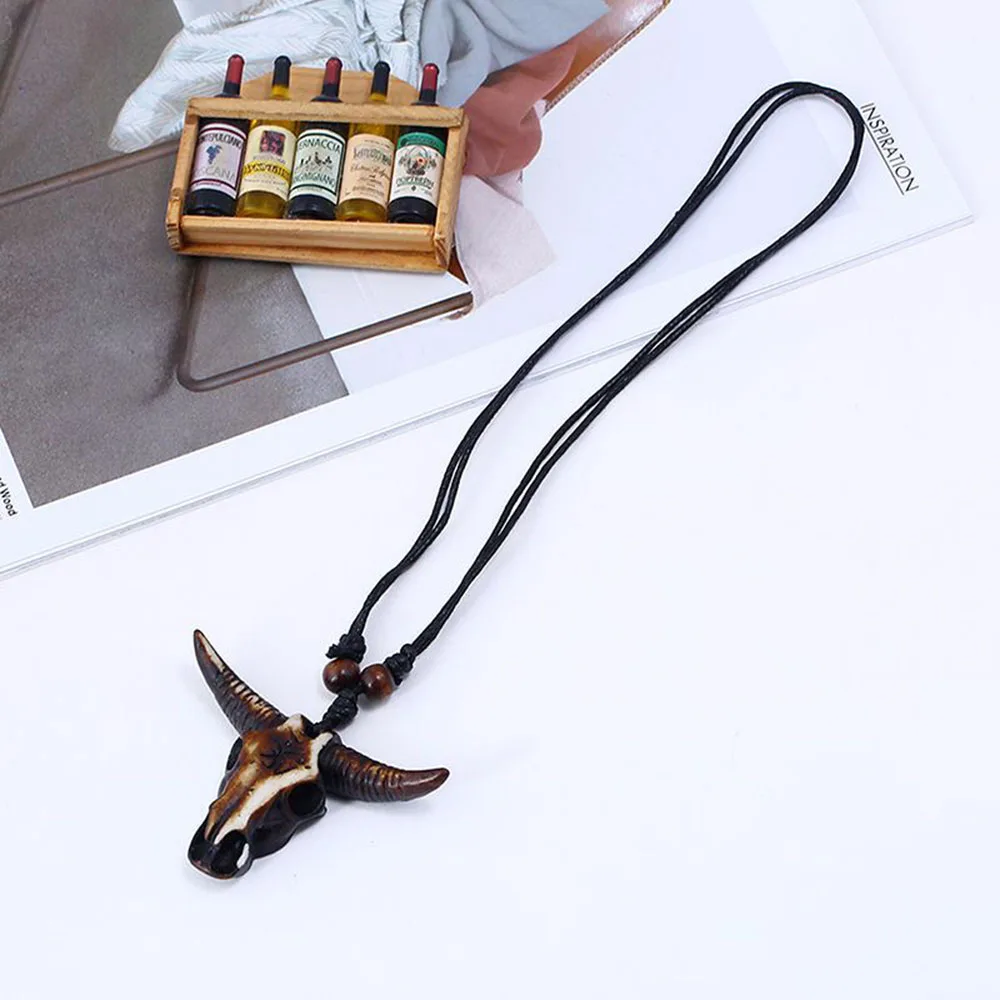 Retro Tribal Necklace Bull Skull Head Colar Gothic Resin Pendant Leather Ethnic For Men Fashion Jewelry Gift Animal Necklace Retro Tribal Necklace Bull Skull Head Colar Gothic Resin Pendant Leather Ethnic For Men Fashion Jewelry Gift Animal Necklace