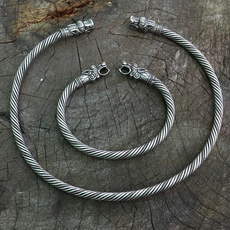 lanseis 1pcs viking wolf bracelet Viking Wolf Head Fenrir Torc Neck Ring Ragnar Handmade Heavy Twisted Brass Wire Pagan Norse lanseis 1pcs viking wolf bracelet Viking Wolf Head Fenrir Torc Neck Ring Ragnar Handmade Heavy Twisted Brass Wire Pagan Norse