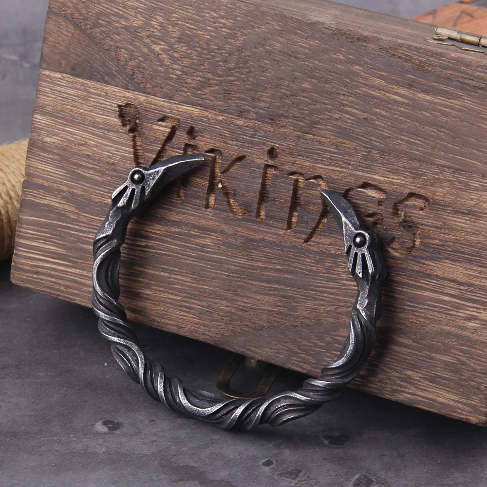 Stainless Steel Nordic Viking Norse Raven Bracelet Men Wristband Cuff Bracelets with viking wooden box Stainless Steel Nordic Viking Norse Raven Bracelet Men Wristband Cuff Bracelets with viking wooden box