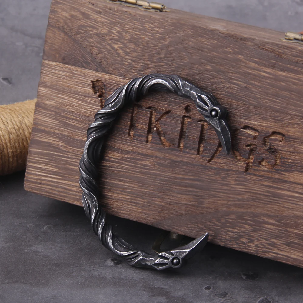Stainless Steel Nordic Viking Norse Raven Bracelet Men Wristband Cuff Bracelets with viking wooden box Stainless Steel Nordic Viking Norse Raven Bracelet Men Wristband Cuff Bracelets with viking wooden box