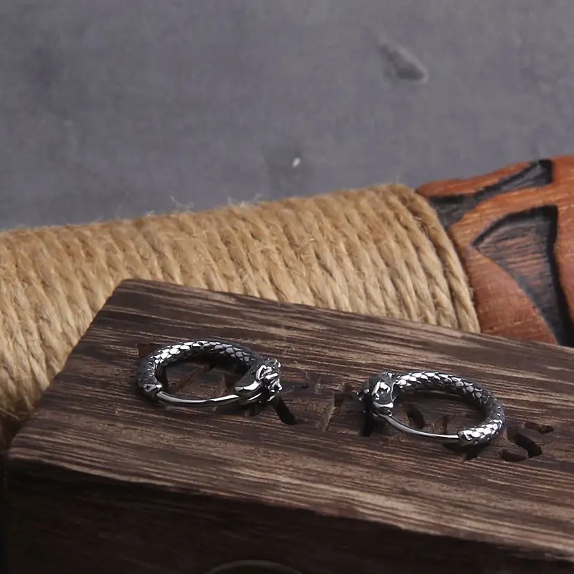 Vikings Jewelry Retro Dragon Head Huggie,Vintage Stainless Steel Men Hoop Earrings,Cool Tranditinal Lucky Almut Boy jewelry Vikings Jewelry Retro Dragon Head Huggie,Vintage Stainless Steel Men Hoop Earrings,Cool Tranditinal Lucky Almut Boy jewelry