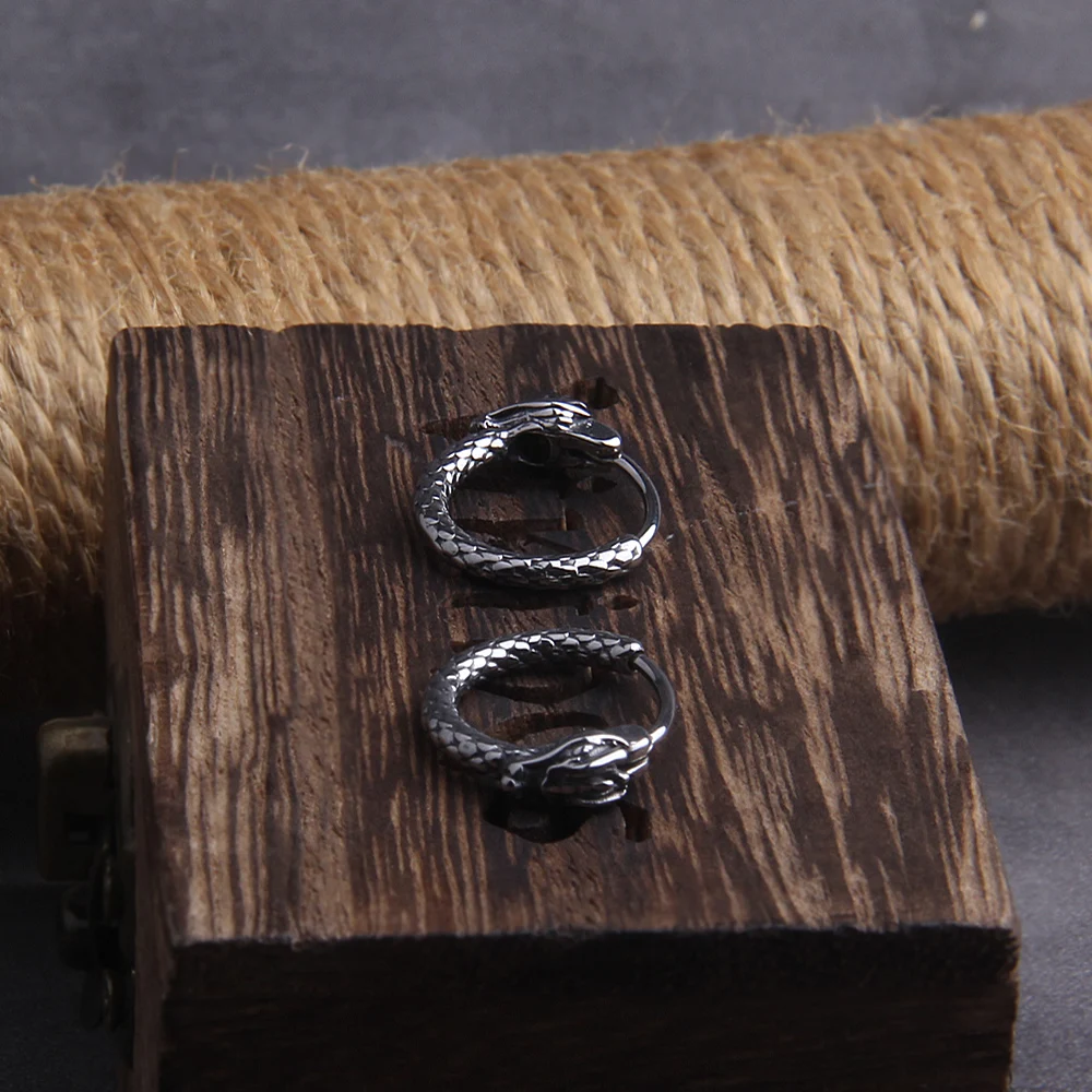 Vikings Jewelry Retro Dragon Head Huggie,Vintage Stainless Steel Men Hoop Earrings,Cool Tranditinal Lucky Almut Boy jewelry