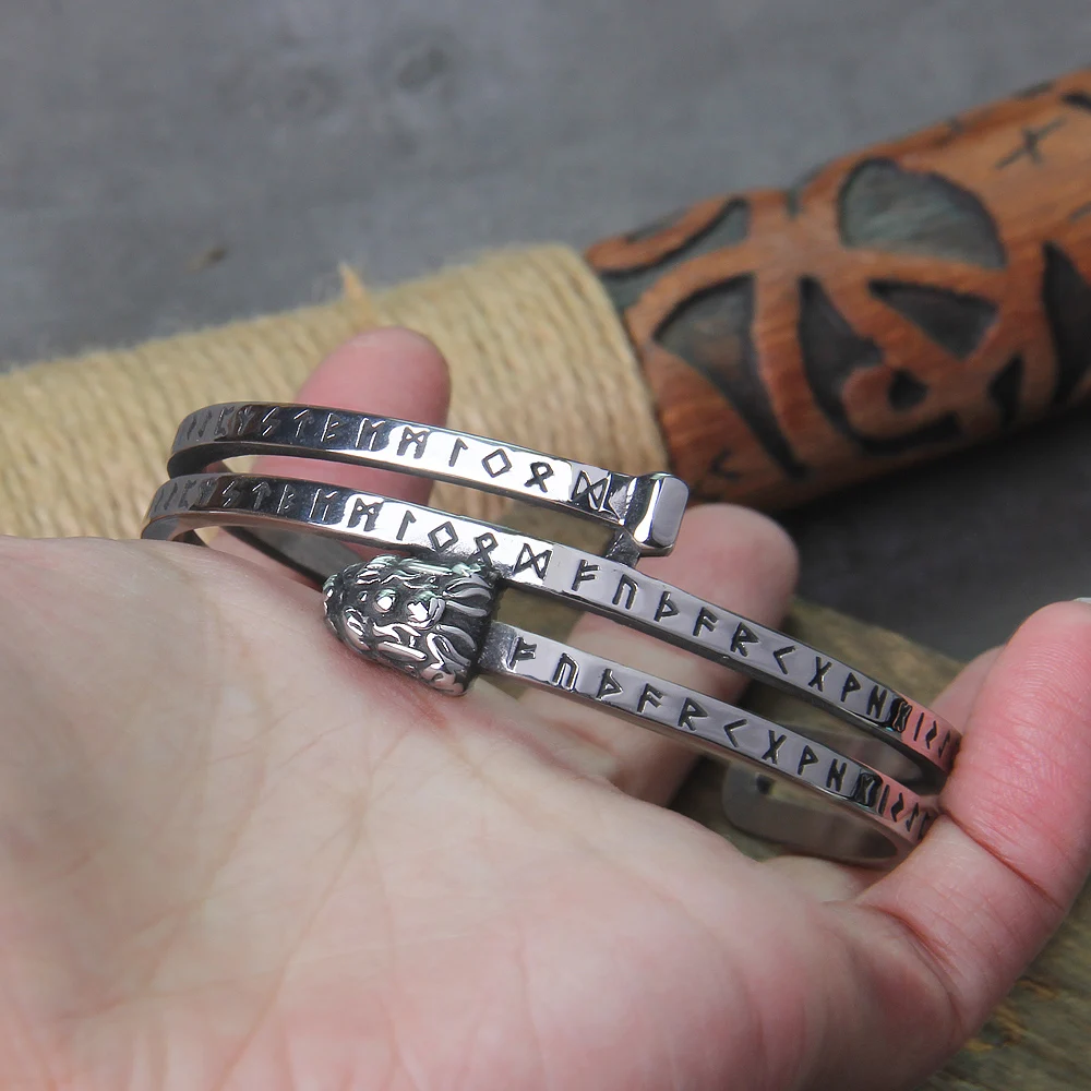 Nordic viking rune Dragon bracelet bangle adjust amulet cuff bangle with valknut stainless steel quality men jewelry with box Nordic viking rune Dragon bracelet bangle adjust amulet cuff bangle with valknut stainless steel quality men jewelry with box