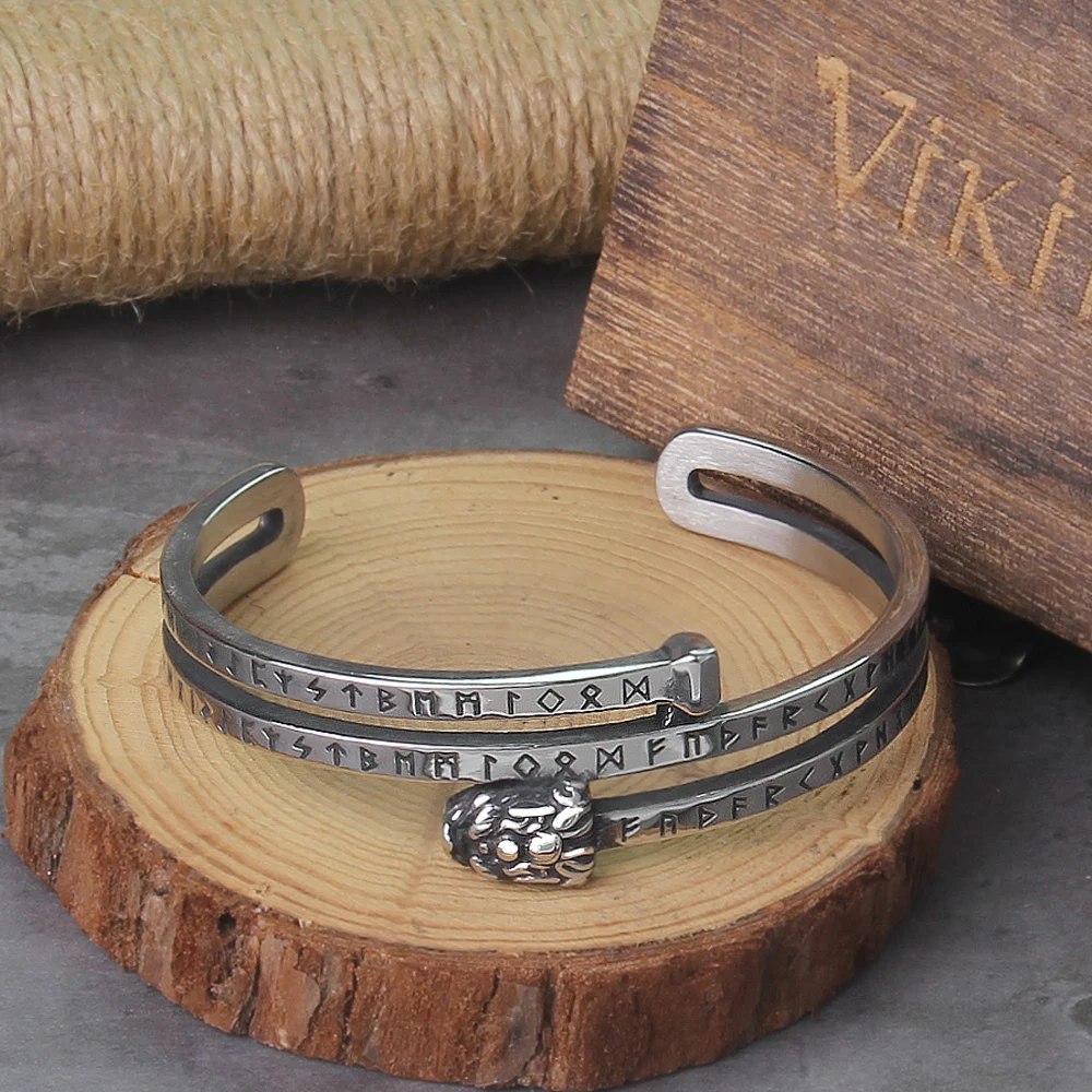 Nordic viking rune Dragon bracelet bangle adjust amulet cuff bangle with valknut stainless steel quality men jewelry with box Nordic viking rune Dragon bracelet bangle adjust amulet cuff bangle with valknut stainless steel quality men jewelry with box