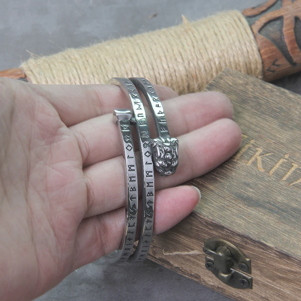 Nordic viking rune Dragon bracelet bangle adjust amulet cuff bangle with valknut stainless steel quality men jewelry with box Nordic viking rune Dragon bracelet bangle adjust amulet cuff bangle with valknut stainless steel quality men jewelry with box