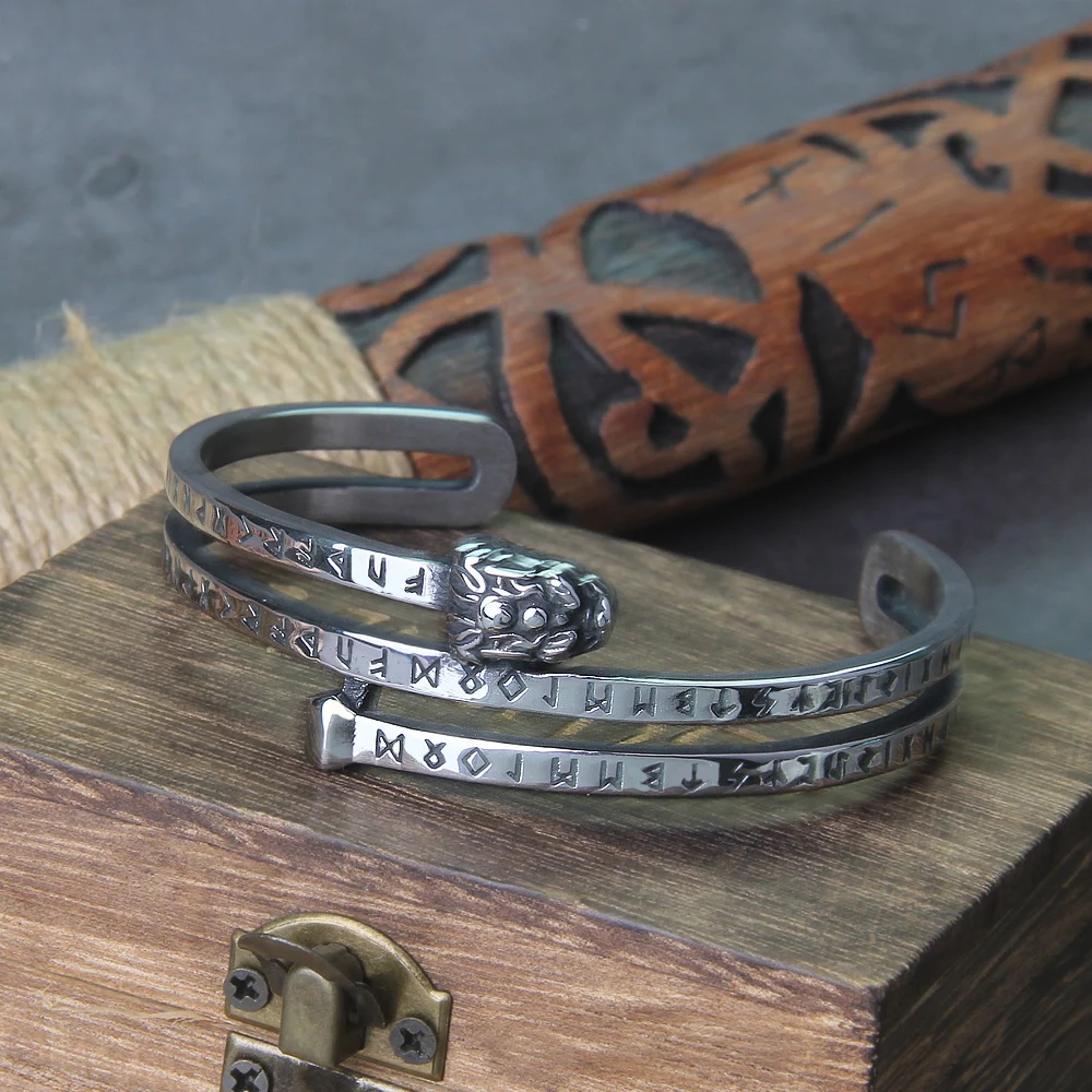 Nordic viking rune Dragon bracelet bangle adjust amulet cuff bangle with valknut stainless steel quality men jewelry with box Nordic viking rune Dragon bracelet bangle adjust amulet cuff bangle with valknut stainless steel quality men jewelry with box