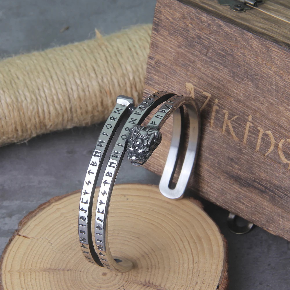 Nordic viking rune Dragon bracelet bangle adjust amulet cuff bangle with valknut stainless steel quality men jewelry with box Nordic viking rune Dragon bracelet bangle adjust amulet cuff bangle with valknut stainless steel quality men jewelry with box