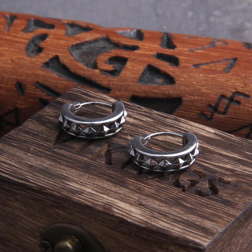 Vikings Jewelry Punk Men Earrings Ear Studs Spike Rivet Hoop Huggie Gothic Stainless Steel Earring Jewelry Gifts Accessories Vikings Jewelry Punk Men Earrings Ear Studs Spike Rivet Hoop Huggie Gothic Stainless Steel Earring Jewelry Gifts Accessories