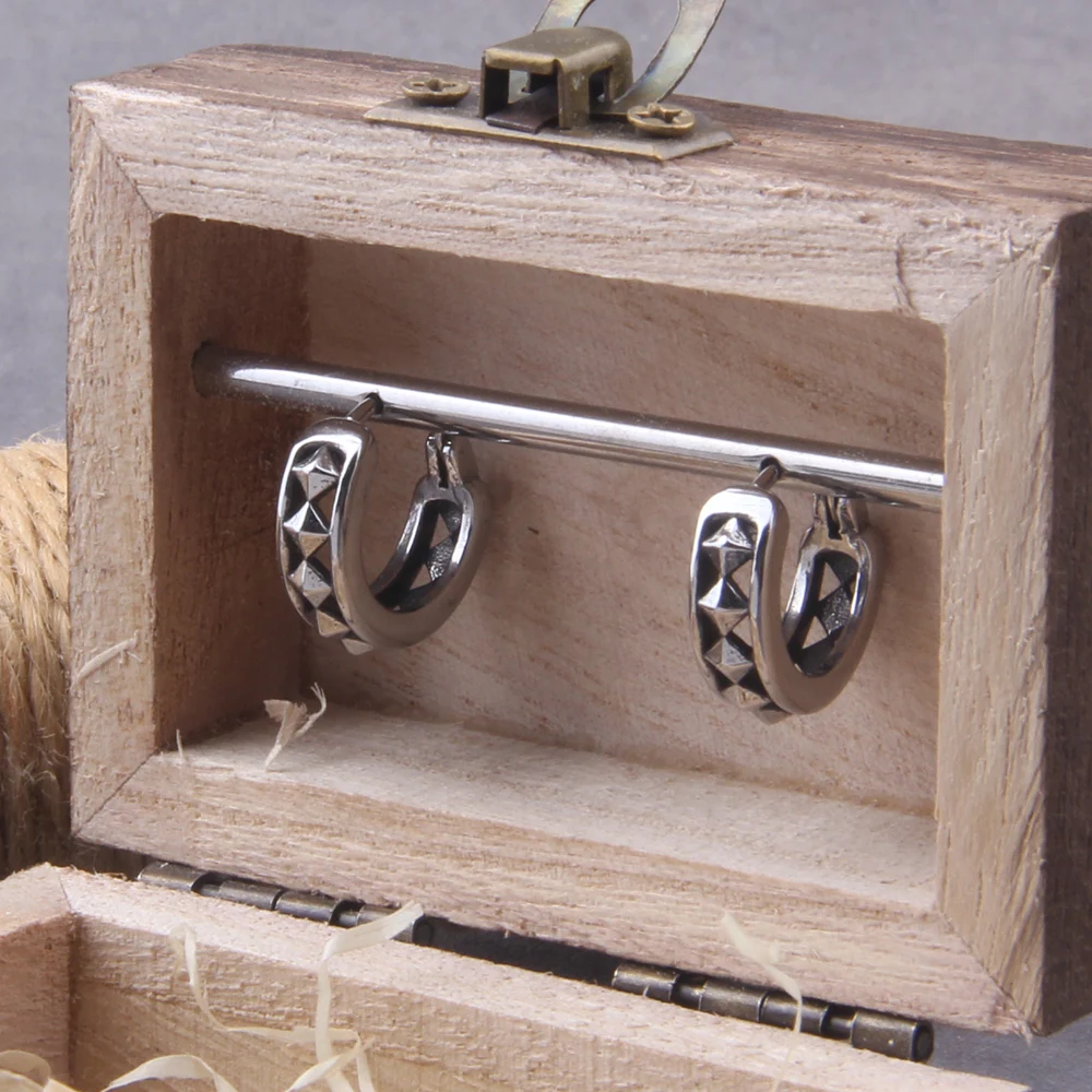 Vikings Jewelry Punk Men Earrings Ear Studs Spike Rivet Hoop Huggie Gothic Stainless Steel Earring Jewelry Gifts Accessories