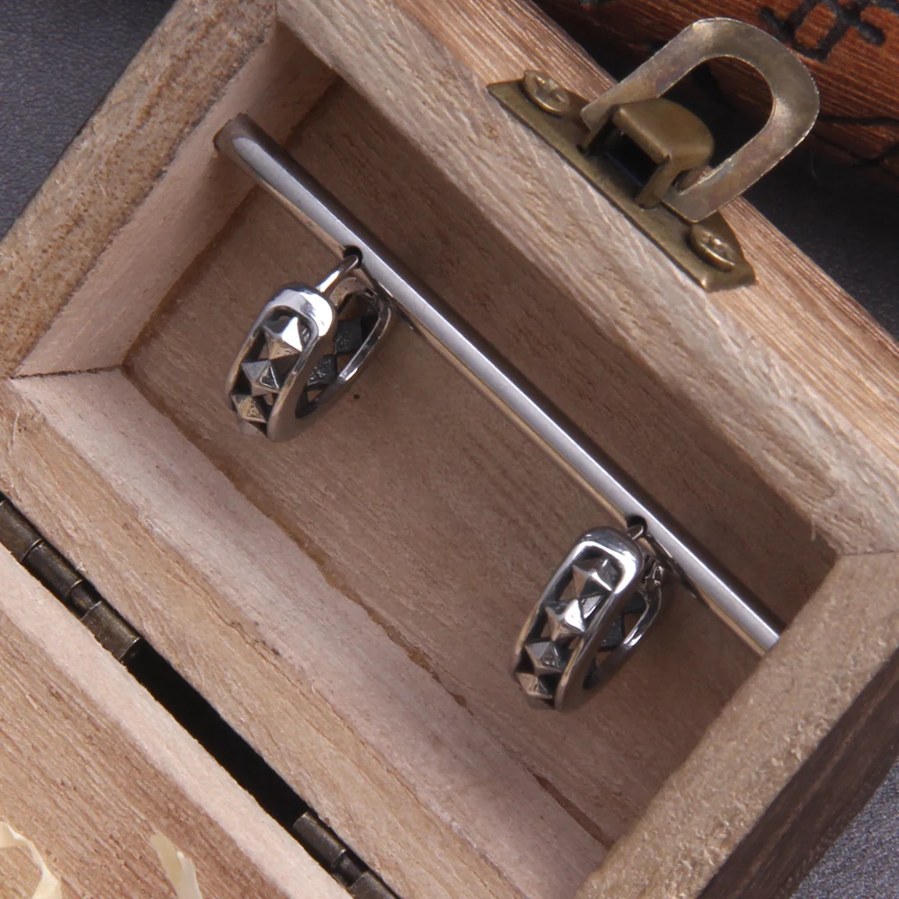 Vikings Jewelry Punk Men Earrings Ear Studs Spike Rivet Hoop Huggie Gothic Stainless Steel Earring Jewelry Gifts Accessories