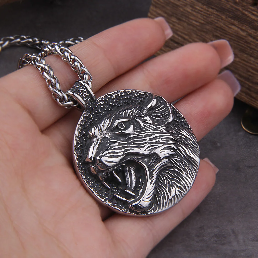 Nordic Vikings Odin's Symbol of Runes Men Talisman Round Pendant Amulet Pagan Vintage Male Jewelry Accessories Chokers