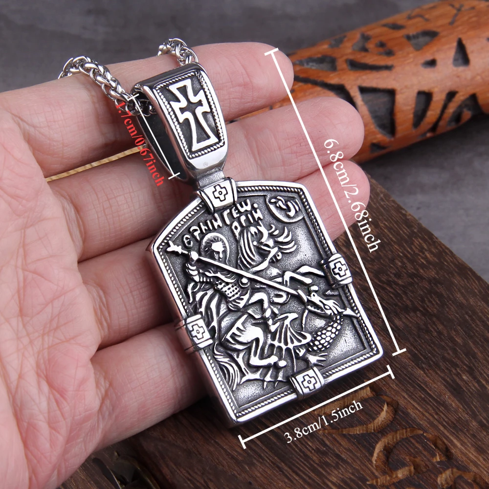 Fairy Tale St George Slaying Dragon Stainless Steel Men Women Necklaces Pendants Chain Punk Jewelry Creativity Gift Wholesale Fairy Tale St George Slaying Dragon Stainless Steel Men Women Necklaces Pendants Chain Punk Jewelry Creativity Gift Wholesale