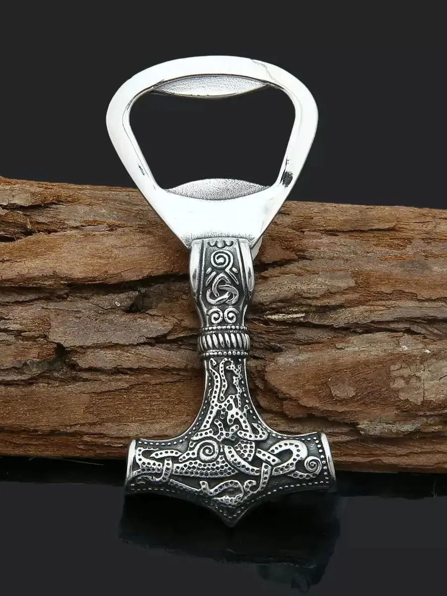 Viking pirate vintage cast beer bottle opener, Thor's hammer titanium bottle opener