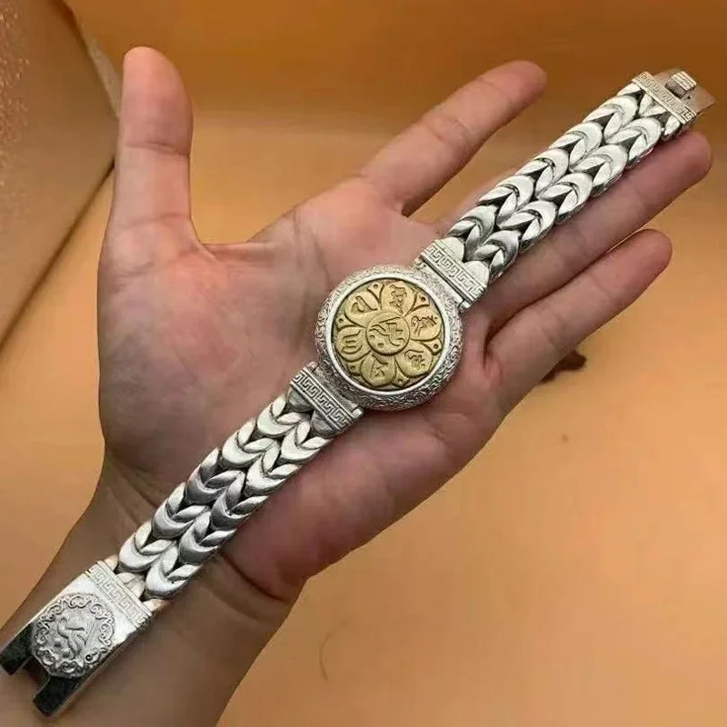 Asian chinese old miao silver hand cast statue bracelet jewel cool gift