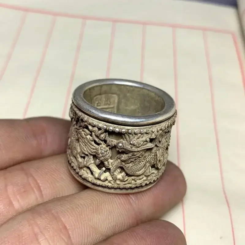 Collect Old China Tibet Silver Sculpture Force Miao Silver Relief Kylin Ring or Pendant Gift Mascot Collect Old China Tibet Silver Sculpture Force Miao Silver Relief Kylin Ring or Pendant Gift Mascot