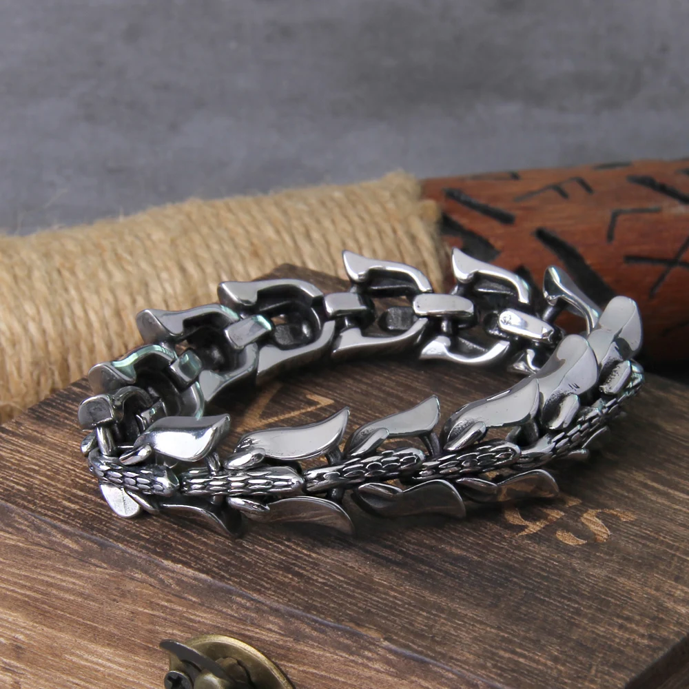 Viking Ouroboros vintage punk bracelet for men stainless steel fashion Jewelry hippop street culture Viking Ouroboros vintage punk bracelet for men stainless steel fashion Jewelry hippop street culture