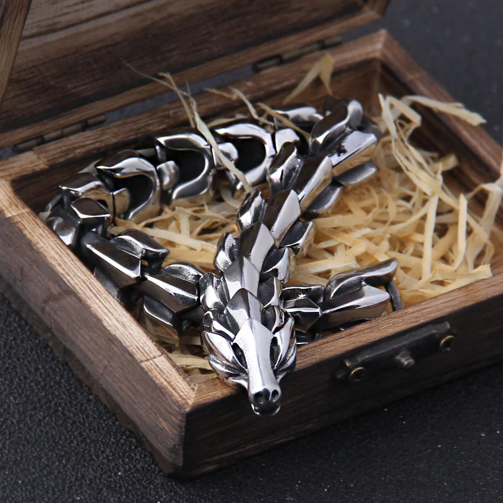 Viking Ouroboros vintage punk bracelet for men stainless steel fashion Jewelry hippop street culture Viking Ouroboros vintage punk bracelet for men stainless steel fashion Jewelry hippop street culture