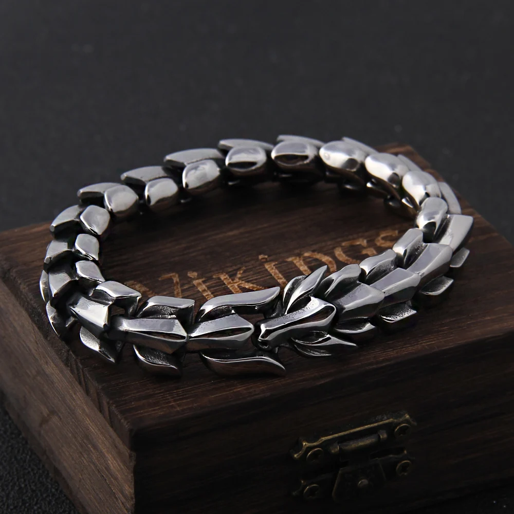 Viking Ouroboros vintage punk bracelet for men stainless steel fashion Jewelry hippop street culture Viking Ouroboros vintage punk bracelet for men stainless steel fashion Jewelry hippop street culture