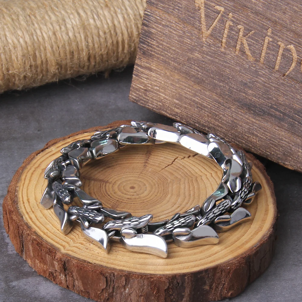Viking Ouroboros vintage punk bracelet for men stainless steel fashion Jewelry hippop street culture Viking Ouroboros vintage punk bracelet for men stainless steel fashion Jewelry hippop street culture