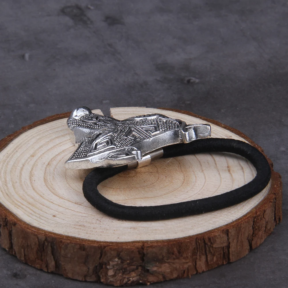 Fashion Head Jewelry Norse Vikings Accessories Crystal Wolf Head Black Elastic Hair Rubber Bands Animal Hair Rope Women Fashion Head Jewelry Norse Vikings Accessories Crystal Wolf Head Black Elastic Hair Rubber Bands Animal Hair Rope Women