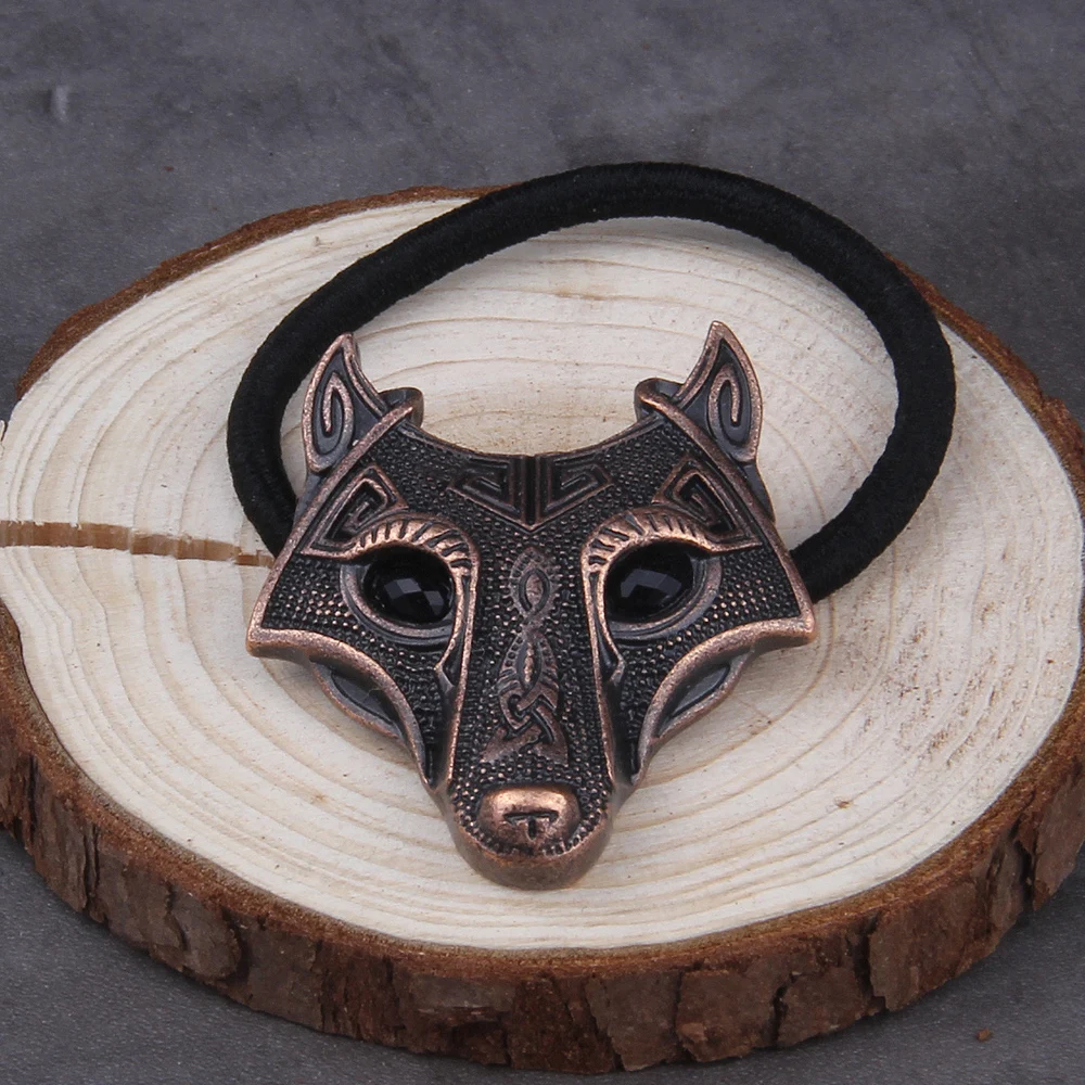 Fashion Head Jewelry Norse Vikings Accessories Crystal Wolf Head Black Elastic Hair Rubber Bands Animal Hair Rope Women Fashion Head Jewelry Norse Vikings Accessories Crystal Wolf Head Black Elastic Hair Rubber Bands Animal Hair Rope Women