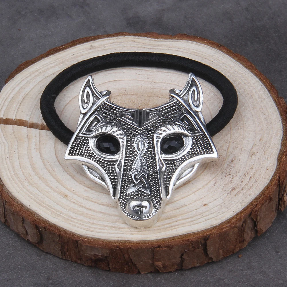 Fashion Head Jewelry Norse Vikings Accessories Crystal Wolf Head Black Elastic Hair Rubber Bands Animal Hair Rope Women Fashion Head Jewelry Norse Vikings Accessories Crystal Wolf Head Black Elastic Hair Rubber Bands Animal Hair Rope Women