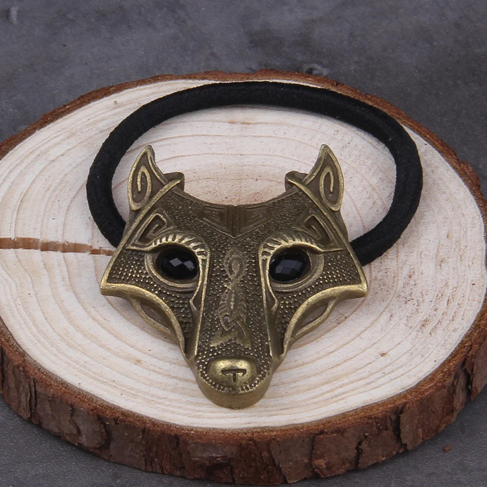 Fashion Head Jewelry Norse Vikings Accessories Crystal Wolf Head Black Elastic Hair Rubber Bands Animal Hair Rope Women Fashion Head Jewelry Norse Vikings Accessories Crystal Wolf Head Black Elastic Hair Rubber Bands Animal Hair Rope Women