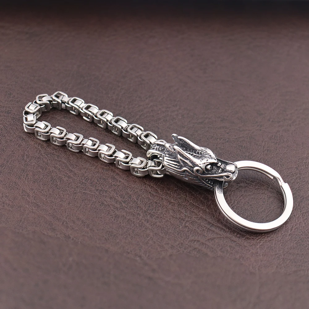 Stainless Steel Popular Chinese Dragon Men’s Keychain Creative Viking Dragon Head Emperor Chain Keychains Jewelry Gift Wholesale Stainless Steel Popular Chinese Dragon Men's Keychain Creative Viking Dragon Head Emperor Chain Keychains Jewelry Gift Wholesale