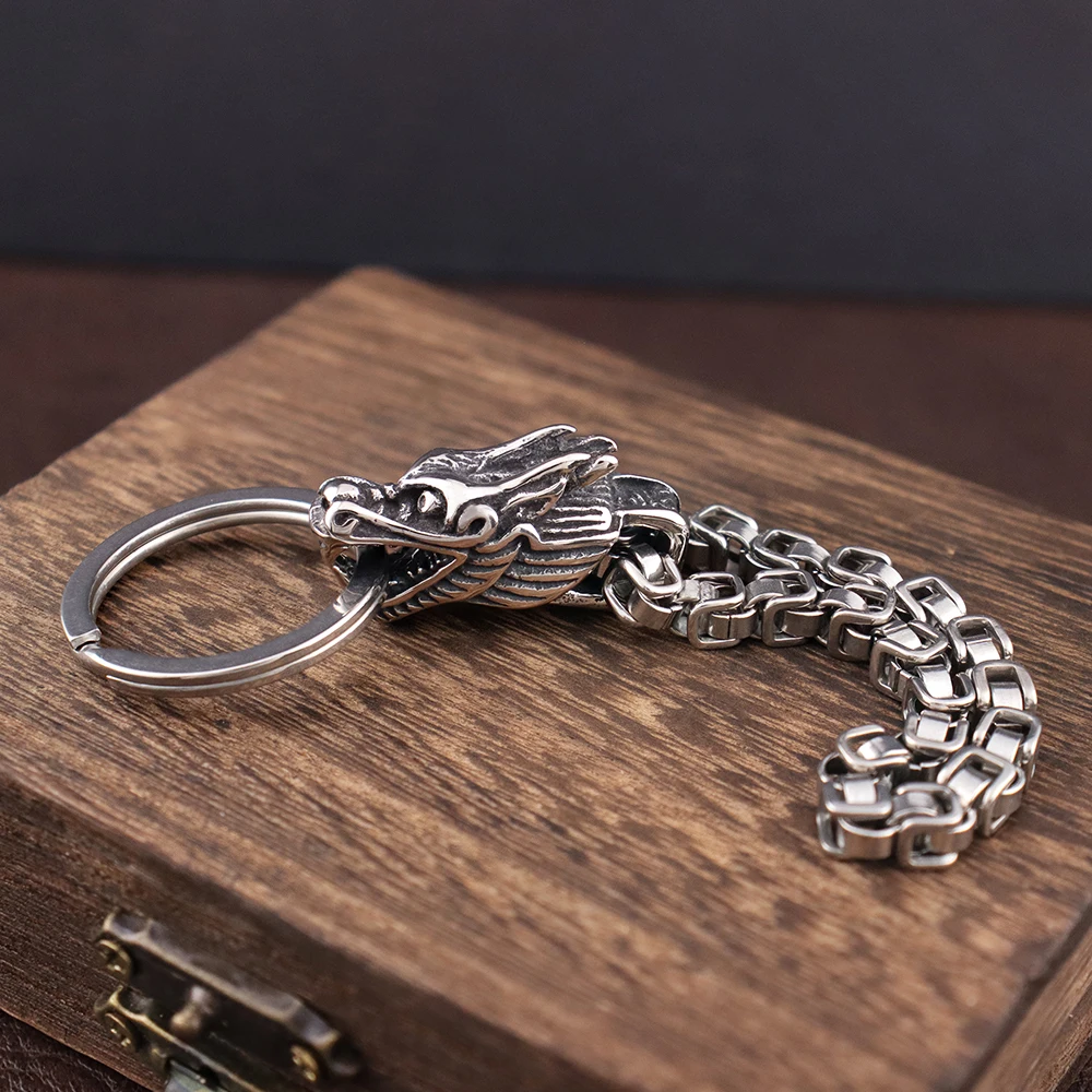 Stainless Steel Popular Chinese Dragon Men’s Keychain Creative Viking Dragon Head Emperor Chain Keychains Jewelry Gift Wholesale Stainless Steel Popular Chinese Dragon Men's Keychain Creative Viking Dragon Head Emperor Chain Keychains Jewelry Gift Wholesale