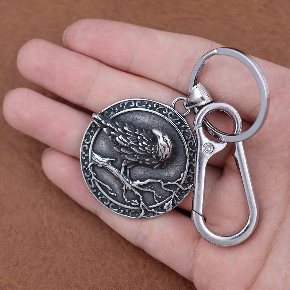 Vintage Viking Raven Keychain for Men Stainless Steel Nordic Odin Rune Compass Car Keyring Women Jewelry Accessories Wholesale Vintage Viking Raven Keychain for Men Stainless Steel Nordic Odin Rune Compass Car Keyring Women Jewelry Accessories Wholesale