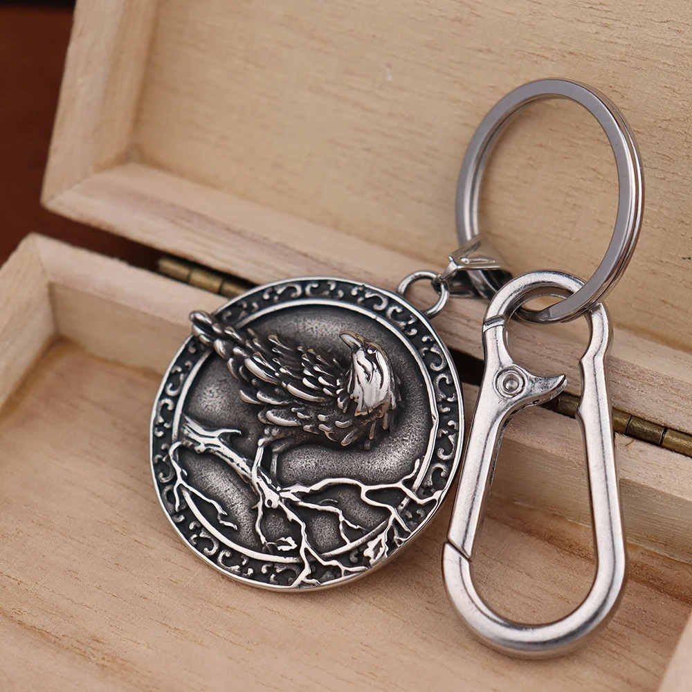 Vintage Viking Raven Keychain for Men Stainless Steel Nordic Odin Rune Compass Car Keyring Women Jewelry Accessories Wholesale Vintage Viking Raven Keychain for Men Stainless Steel Nordic Odin Rune Compass Car Keyring Women Jewelry Accessories Wholesale