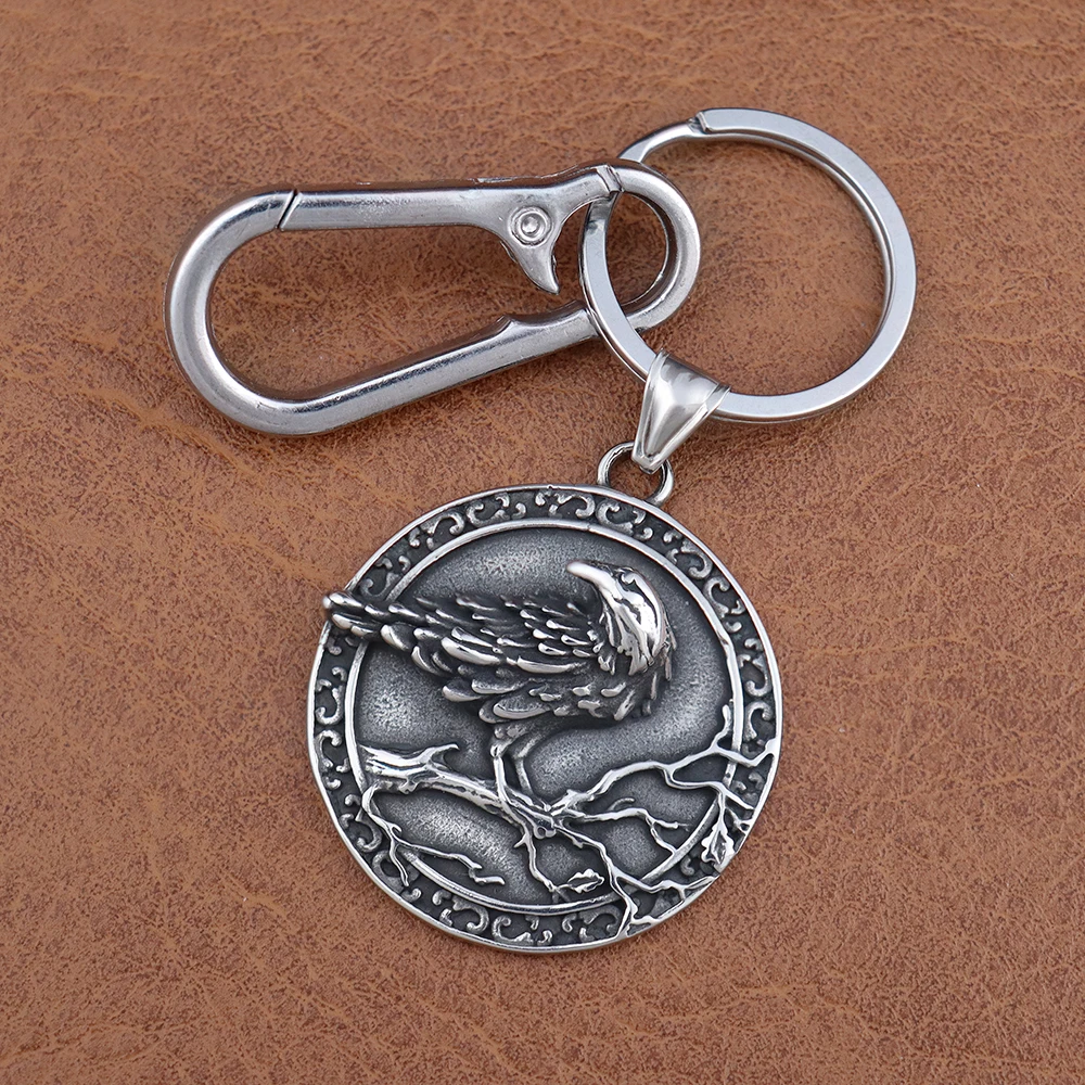 Vintage Viking Raven Keychain for Men Stainless Steel Nordic Odin Rune Compass Car Keyring Women Jewelry Accessories Wholesale Vintage Viking Raven Keychain for Men Stainless Steel Nordic Odin Rune Compass Car Keyring Women Jewelry Accessories Wholesale
