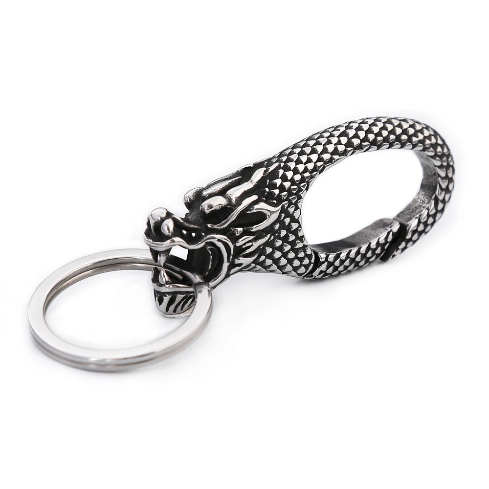Vintage Norse Viking Dragon Head Keychain 316L Stainless Steel Punk Biker Animals Keyring Fashion Charm Male Jewelry Wholesale Vintage Norse Viking Dragon Head Keychain 316L Stainless Steel Punk Biker Animals Keyring Fashion Charm Male Jewelry Wholesale