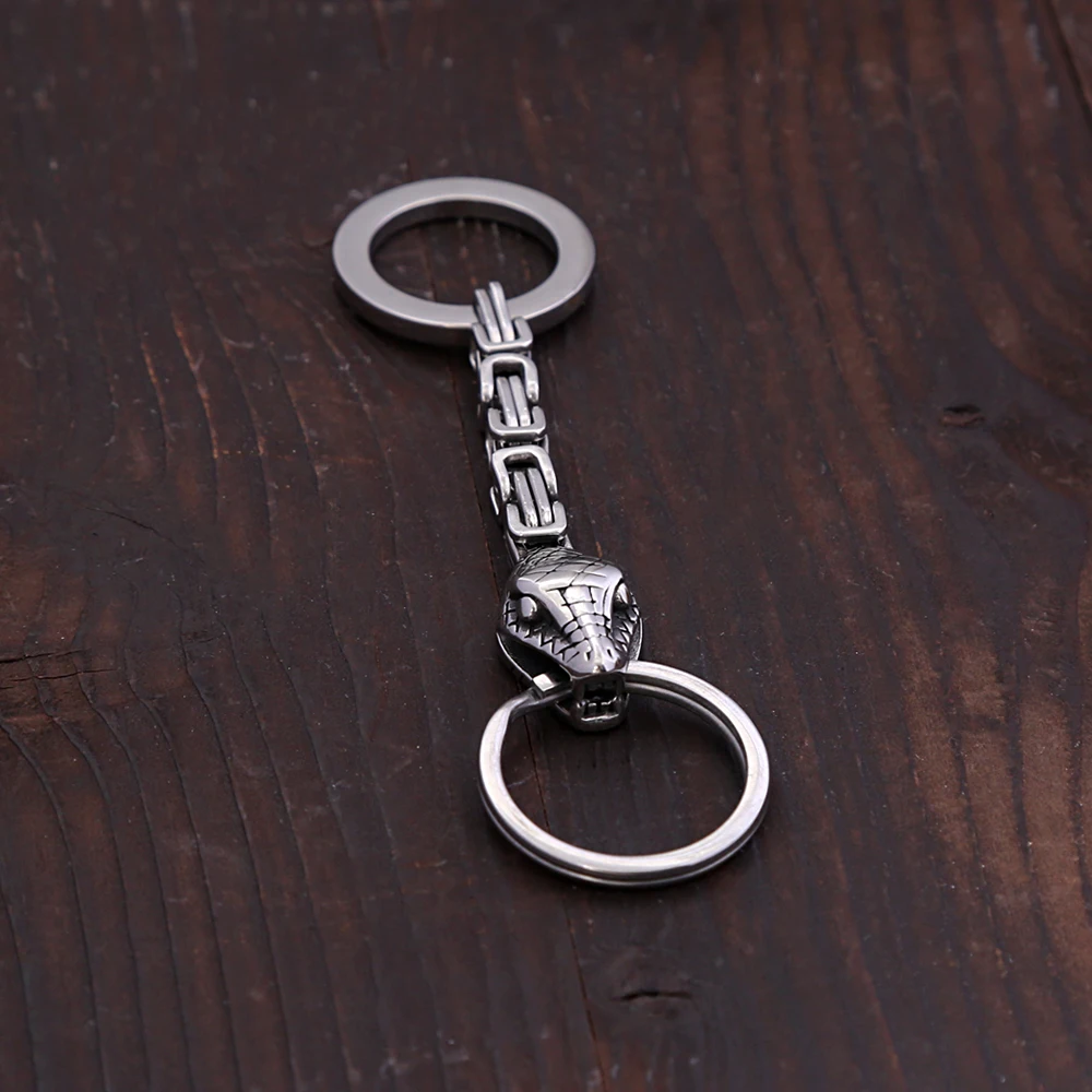 Vintage Nordic Viking Snake Keychain Men's Stainless Steel Unique Emperor Chain Keychain Fashion Jewelry Accessories Wholesale
