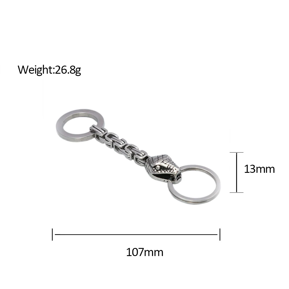 Vintage Nordic Viking Snake Keychain Men's Stainless Steel Unique Emperor Chain Keychain Fashion Jewelry Accessories Wholesale