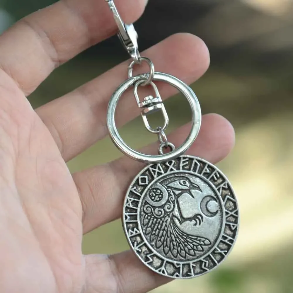 Vintage Odin Raven Wiccan Moon Jewelry Norse Runes Viking Keychain Talisman Amulet Jewelry Key Rings Gifts Vintage Odin Raven Wiccan Moon Jewelry Norse Runes Viking Keychain Talisman Amulet Jewelry Key Rings Gifts