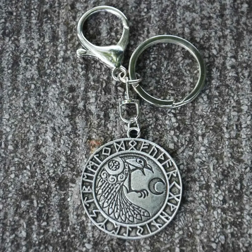 Vintage Odin Raven Wiccan Moon Jewelry Norse Runes Viking Keychain Talisman Amulet Jewelry Key Rings Gifts Vintage Odin Raven Wiccan Moon Jewelry Norse Runes Viking Keychain Talisman Amulet Jewelry Key Rings Gifts