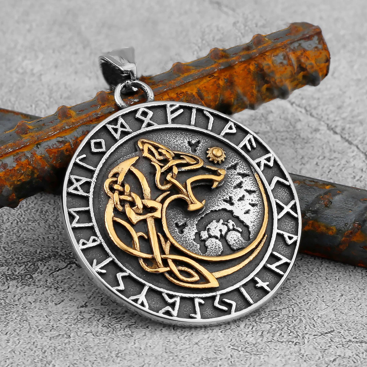 Norse Mythology Viking Wolf Necklaces Men Stainless Steel Viking Runes Vegvisir Amulet Pendant Scandinavian Vintage Male Jewelry Norse Mythology Viking Wolf Necklaces Men Stainless Steel Viking Runes Vegvisir Amulet Pendant Scandinavian Vintage Male Jewelry