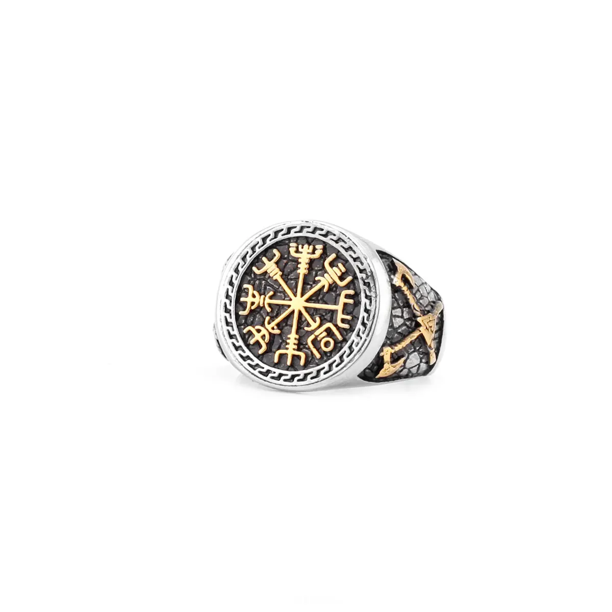 Vintage Viking Stainless Steel Compass Ring Men's Viking Valknut Axe Ring Punk Odin Rune Gold Color Ring Jewelry Gift Wholesale Vintage Viking Stainless Steel Compass Ring Men's Viking Valknut Axe Ring Punk Odin Rune Gold Color Ring Jewelry Gift Wholesale