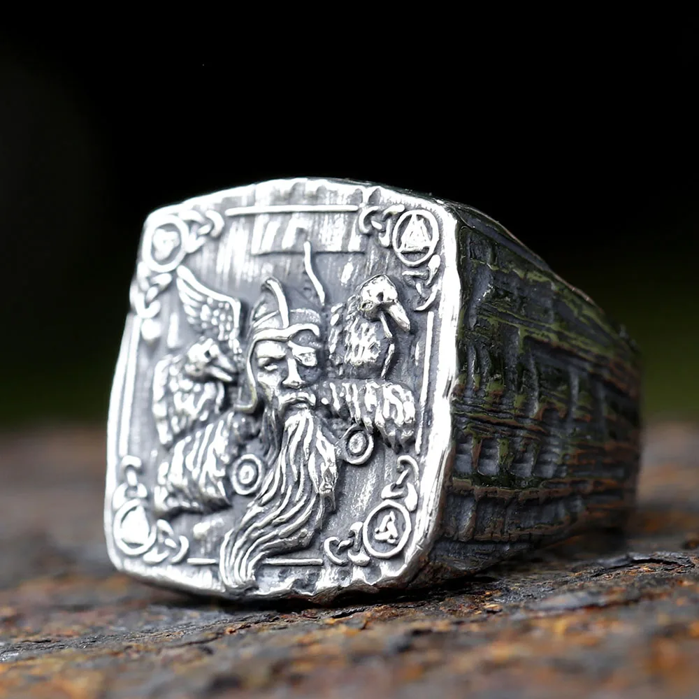 2023 New Fashion 316L Stainless Steel Viking Warrior Odin for Men’s Ring Biker Amulet Scandinavn Jewelry for gift free shipping 2023 New Fashion 316L Stainless Steel Viking Warrior Odin for Men's Ring Biker Amulet Scandinavn Jewelry for gift free shipping