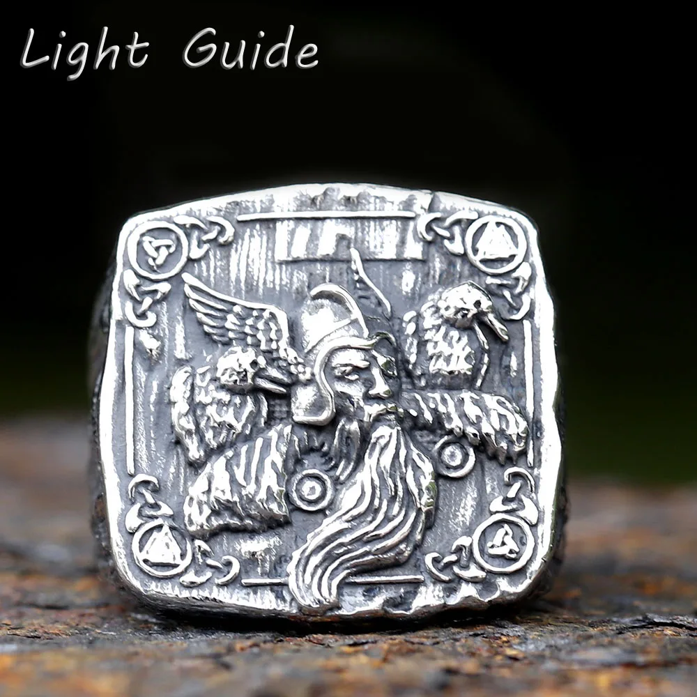 2023 New Fashion 316L Stainless Steel Viking Warrior Odin for Men’s Ring Biker Amulet Scandinavn Jewelry for gift free shipping 2023 New Fashion 316L Stainless Steel Viking Warrior Odin for Men's Ring Biker Amulet Scandinavn Jewelry for gift free shipping