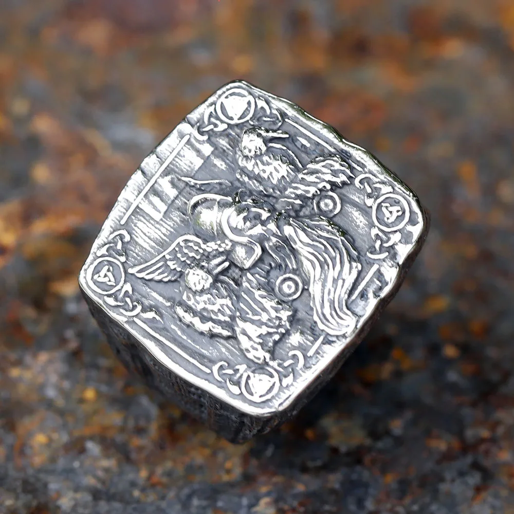 2023 New Fashion 316L Stainless Steel Viking Warrior Odin for Men’s Ring Biker Amulet Scandinavn Jewelry for gift free shipping 2023 New Fashion 316L Stainless Steel Viking Warrior Odin for Men's Ring Biker Amulet Scandinavn Jewelry for gift free shipping