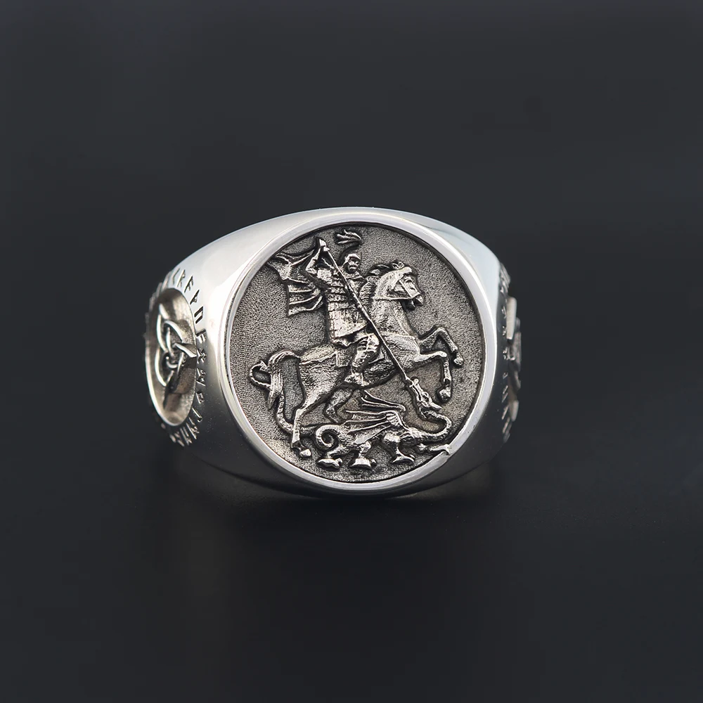 St. George The Paladin Slays Dragons Unique Sovereign Expeditions Equestrian Viking Sterling Silver Ring St. George The Paladin Slays Dragons Unique Sovereign Expeditions Equestrian Viking Sterling Silver Ring
