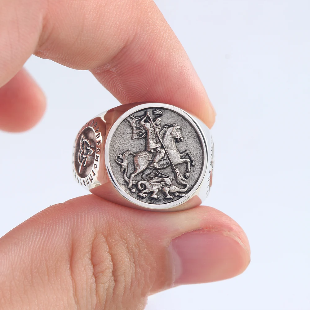 St. George The Paladin Slays Dragons Unique Sovereign Expeditions Equestrian Viking Sterling Silver Ring St. George The Paladin Slays Dragons Unique Sovereign Expeditions Equestrian Viking Sterling Silver Ring