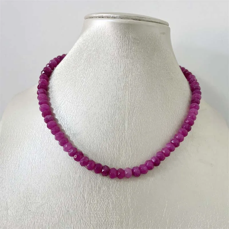5*8MM Faceted Rubellite Natural Stone Necklace Brazil Pink Red Bead Women Luxury Gemstone Preciosas Jade Yoga Jewelry Female