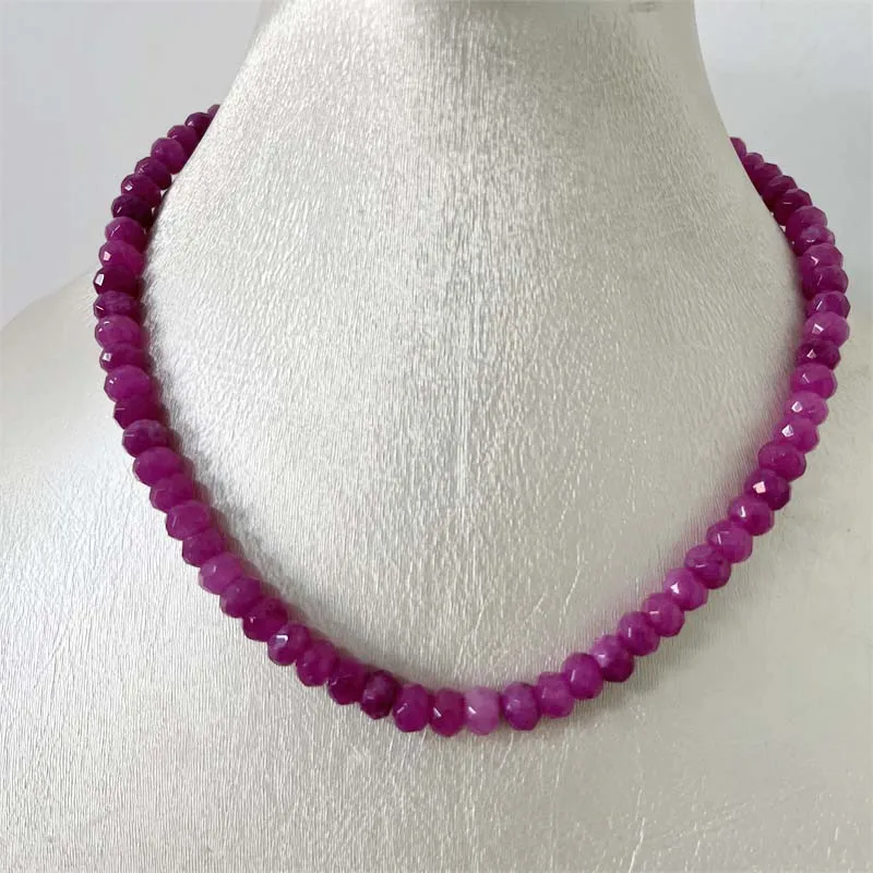 5*8MM Faceted Rubellite Natural Stone Necklace Brazil Pink Red Bead Women Luxury Gemstone Preciosas Jade Yoga Jewelry Female 5*8MM Faceted Rubellite Natural Stone Necklace Brazil Pink Red Bead Women Luxury Gemstone Preciosas Jade Yoga Jewelry Female