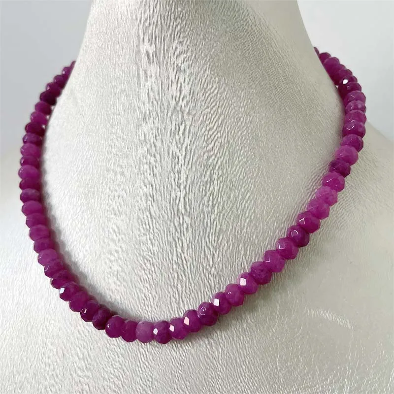 5*8MM Faceted Rubellite Natural Stone Necklace Brazil Pink Red Bead Women Luxury Gemstone Preciosas Jade Yoga Jewelry Female 5*8MM Faceted Rubellite Natural Stone Necklace Brazil Pink Red Bead Women Luxury Gemstone Preciosas Jade Yoga Jewelry Female