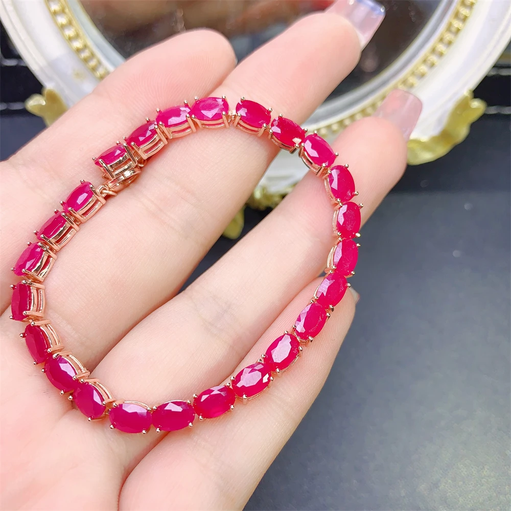 S925 Sterling Silver Rose Gold Original Bracelet for Women Natural Ruby Gem Bracelet Party High quality jewelry wedding S925 Sterling Silver Rose Gold Original Bracelet for Women Natural Ruby Gem Bracelet Party High quality jewelry wedding