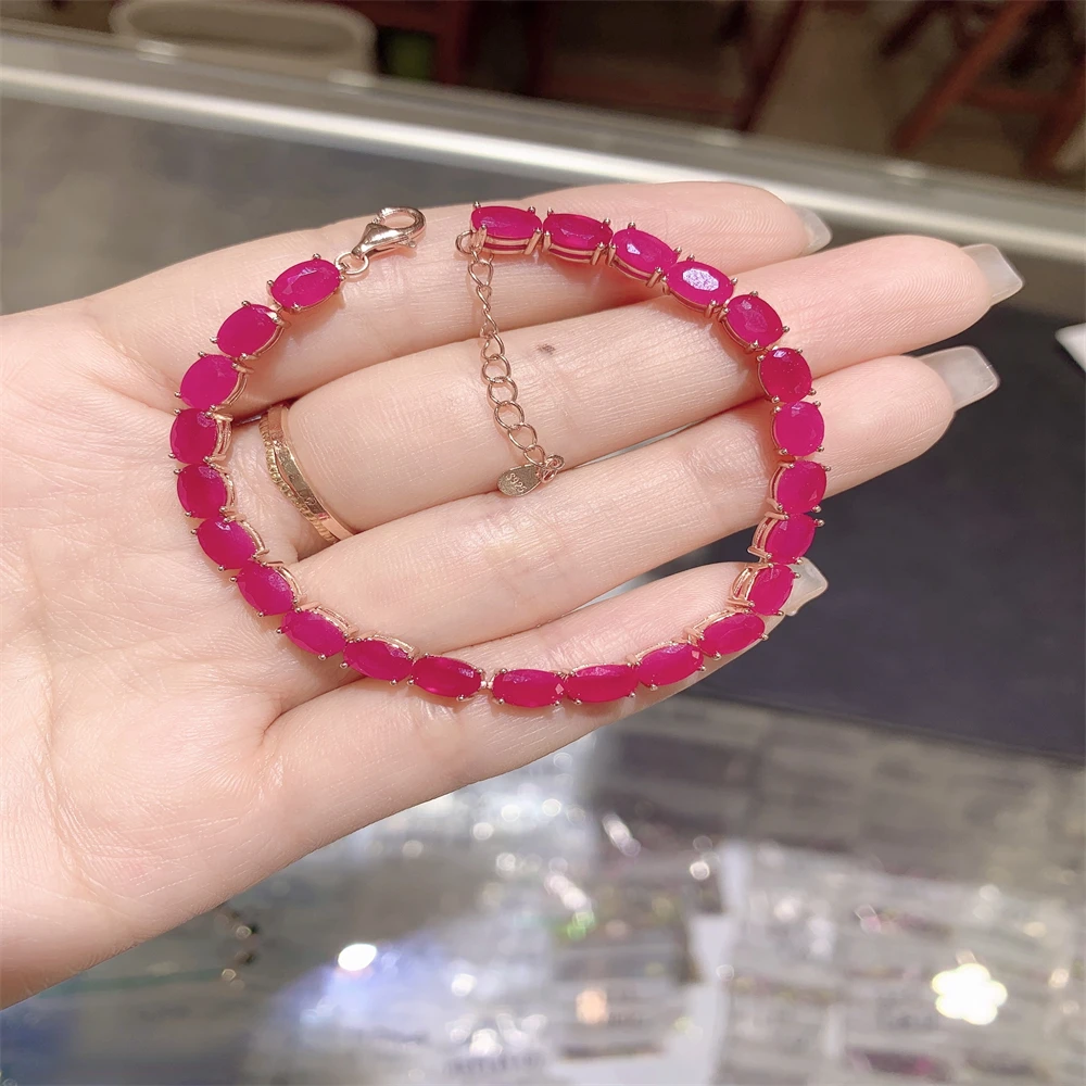 S925 Sterling Silver Rose Gold Original Bracelet for Women Natural Ruby Gem Bracelet Party High quality jewelry wedding S925 Sterling Silver Rose Gold Original Bracelet for Women Natural Ruby Gem Bracelet Party High quality jewelry wedding